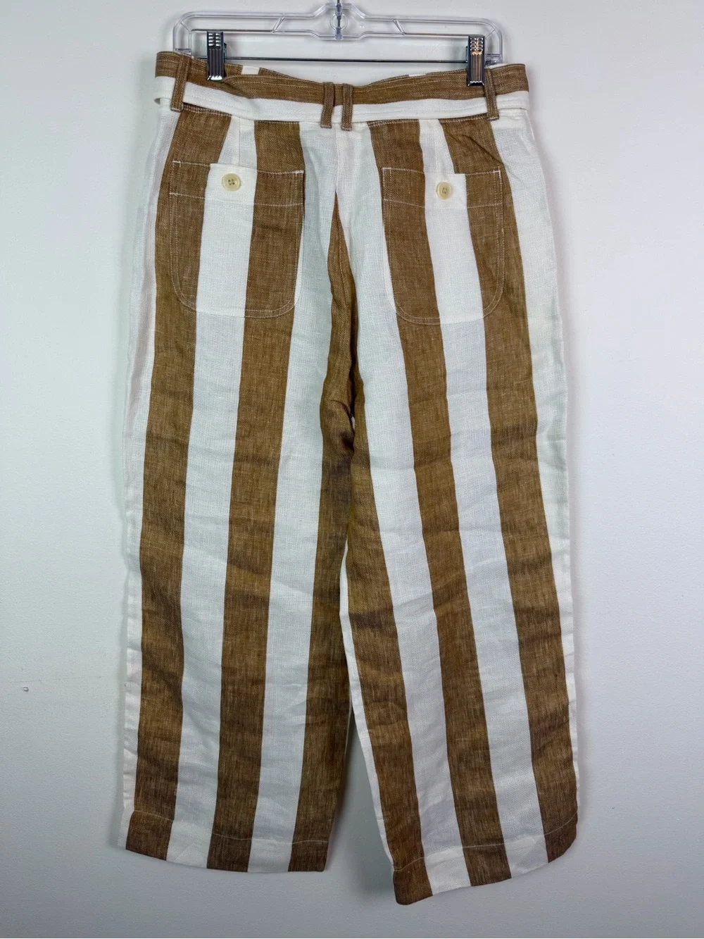 NWT J. Crew Tie-waist Linen Wide Leg Pants in Stripe Size 8